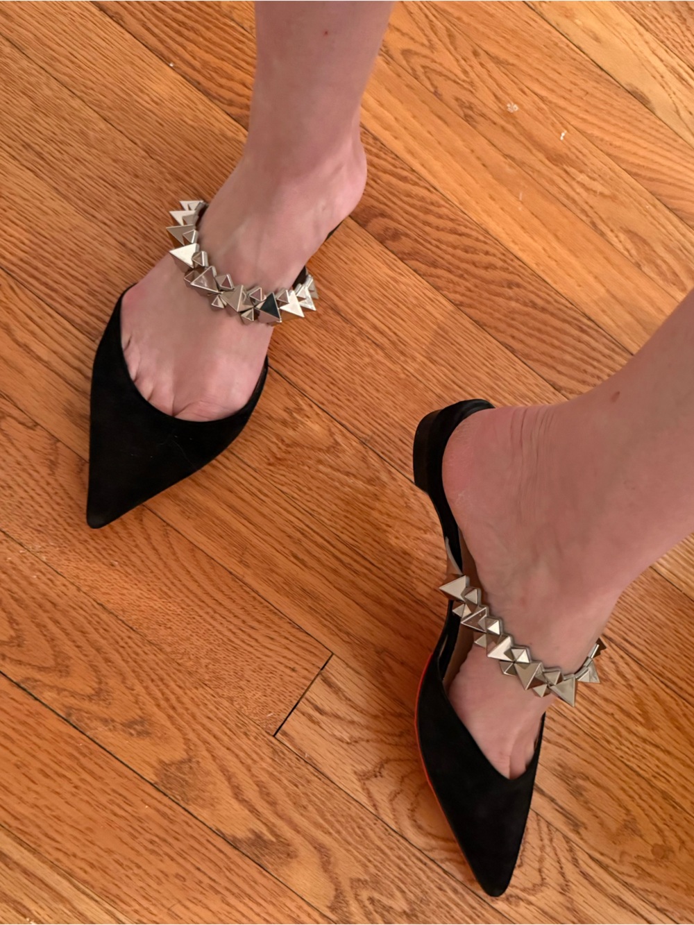 Christian Louboutin Choc black spike mules 37.5